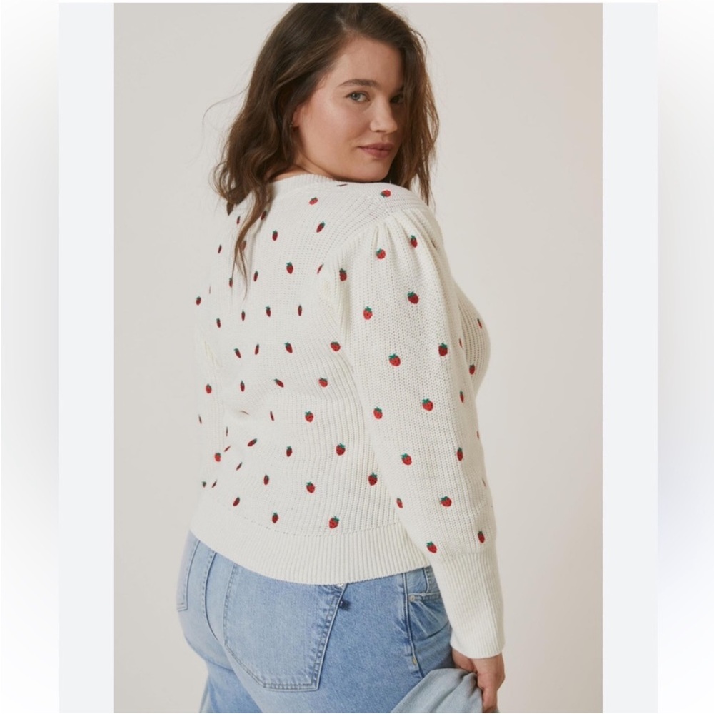 MAEVE by Anthropologie Strawberry Embroidered Sweater – Size Large - Picture 7 of 13